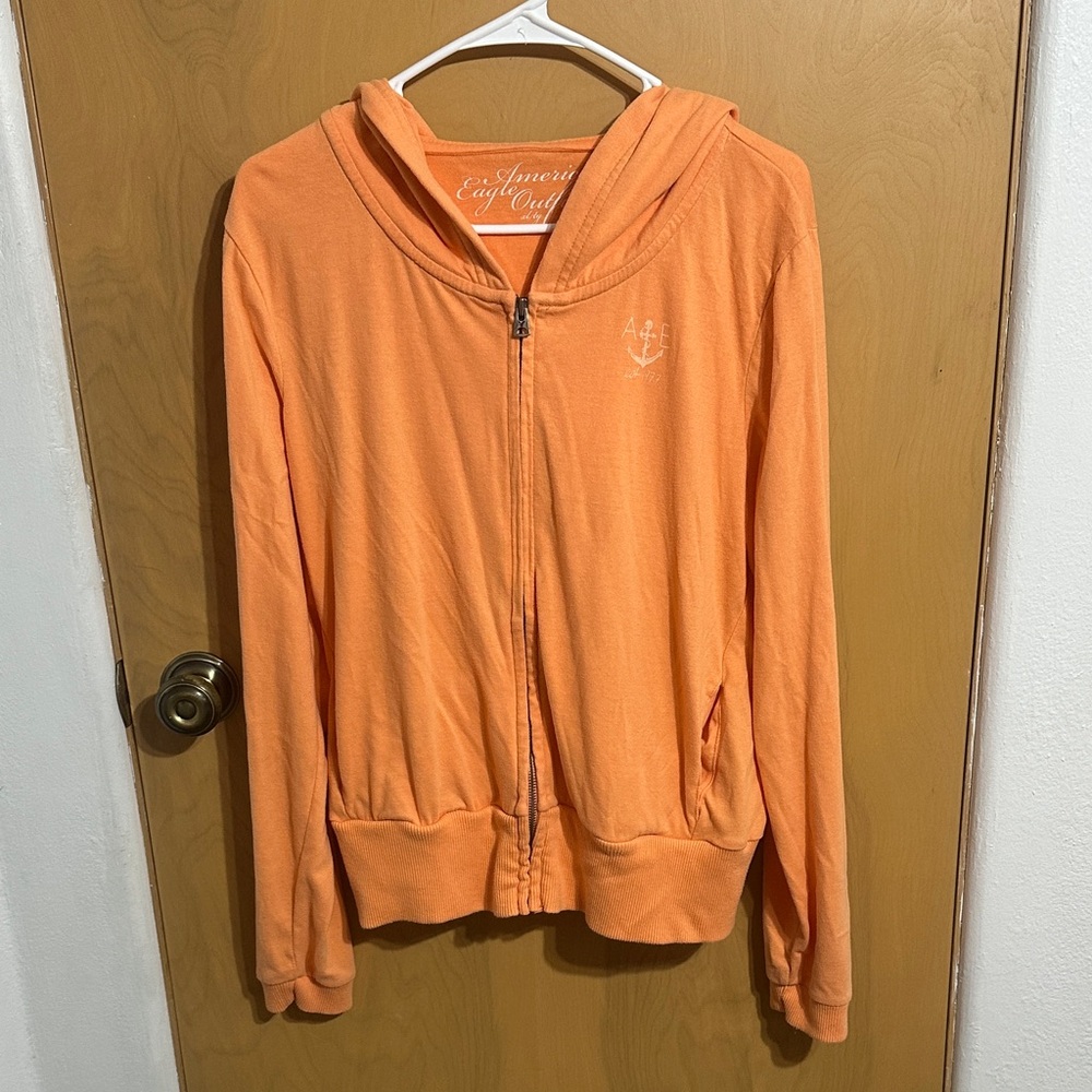 American Eagle Outfitters Orange Zip Up Hoodie
